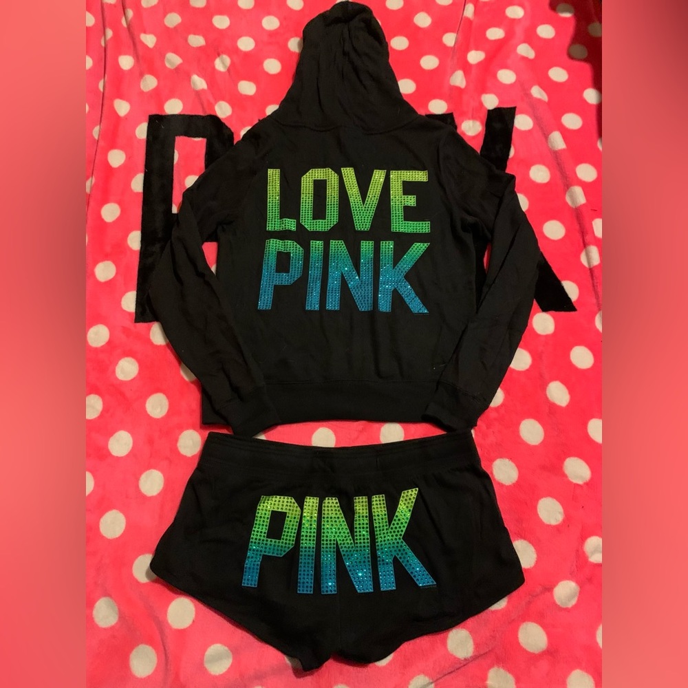 *Sold VS Pink black ombré full zip set new